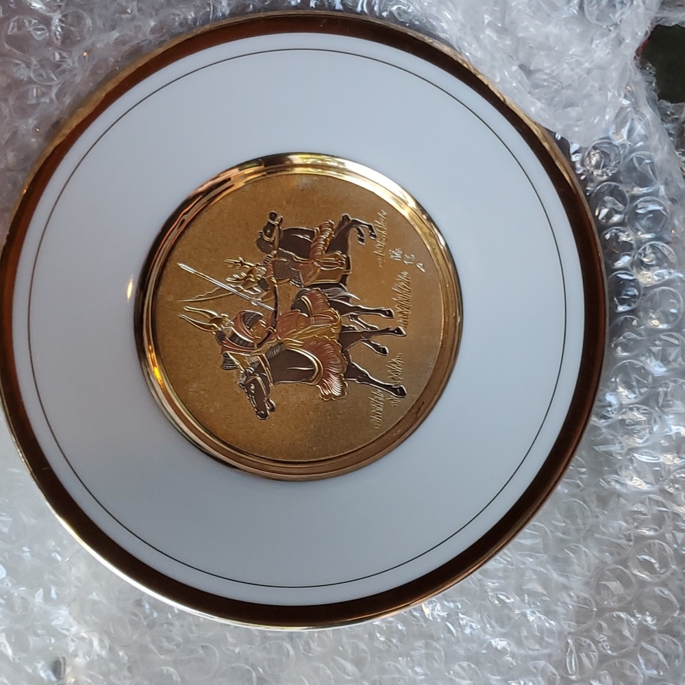 24k gold Vintage Chokin art decor plate